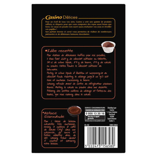 Casino Delices Cacao en poudre : 100% cacao - 250g