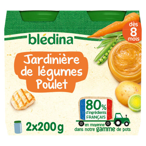 Blédina Pots Jardinière de légumes Poulet dès 8 mois 2x200g