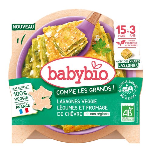 Babybio Lasagnes Légumes & Fromage de chèvre de nos régions Bio 200g