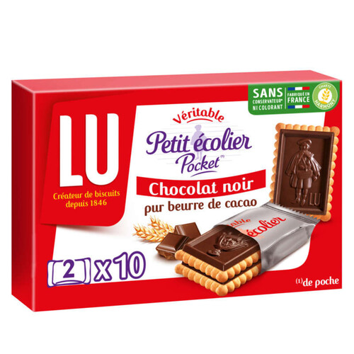 Lu Petit Ecolier Petit Beurre Biscuits nappage Chocolat Noir Pocket 250g