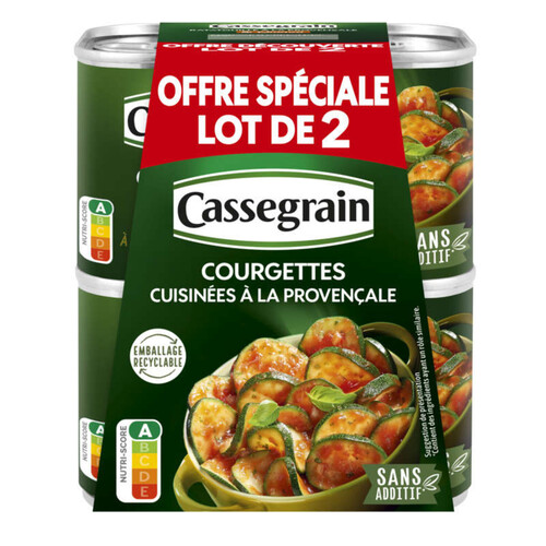 Cassegrain courgettes cuisinées à la provençale lot de 2x 375g