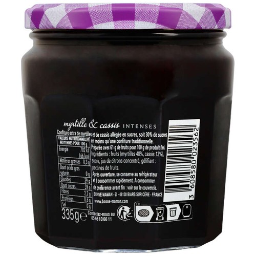 Bonne Maman Confiture Myrtille Cassis 335g