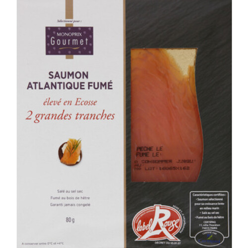 Monoprix Gourmet Saumon fumé Label rouge 80g