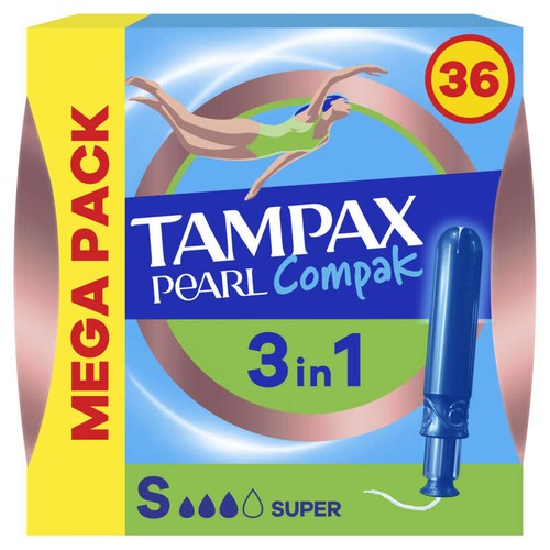 Tampax Pearl Compak Super Tampons Avec Applicateur x36