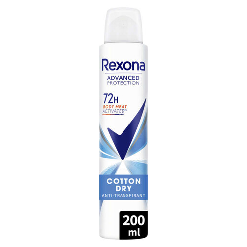 Rexona Déodorant Femme Spray Anti-Transpirant 72H Cotton Dry 200Ml