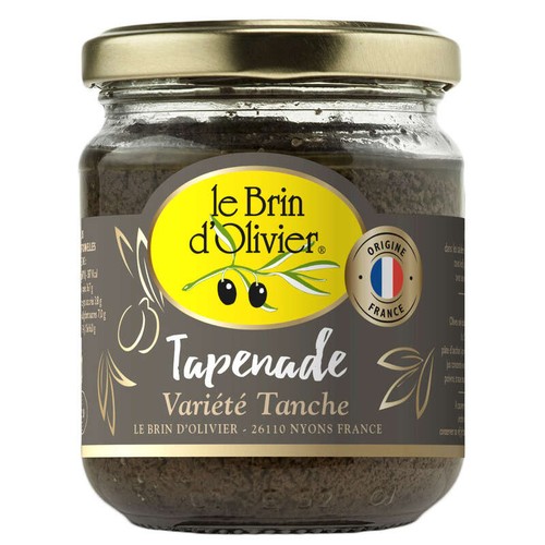 Le Brin d'Olivier Tapenade d'Olives Noires Variété Tanche Origine France bocal 180g