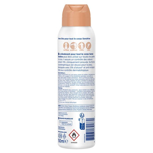 Sanex Déodorant pour tout le corps Sensitive Spray 150ml