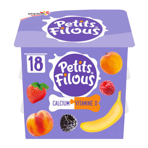 Yoplait petits filous yaourt pour enfants fruits mixes pots 18x50g