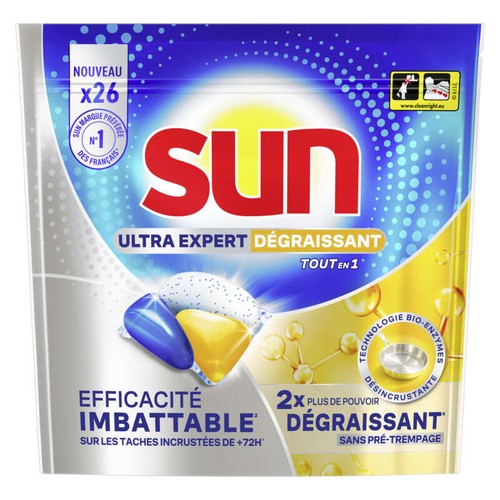 Sun Tout en 1 Ultra expert Dégraissant x26 Capsules