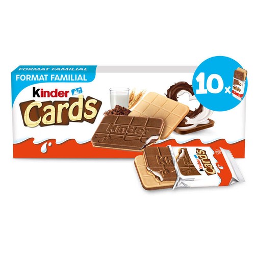 kinder Cards Family Pack Gaufrettes Fourrées au Lait & cacao 10x2