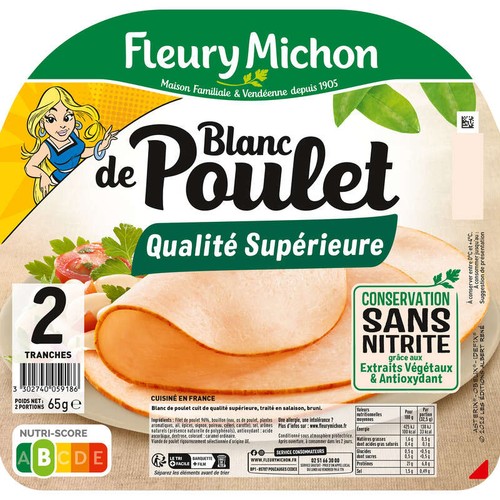 Fleury Michon Blanc De Poulet x2 Tranches 65g