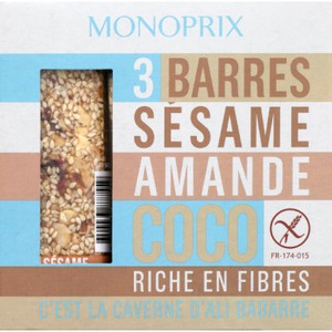Monoprix Barre Sésame Amande Coco 3x25g