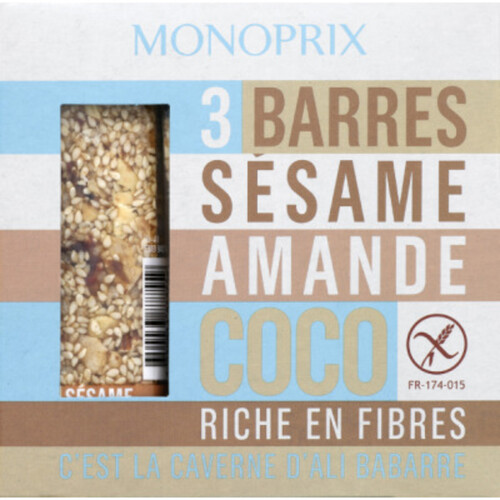 Monoprix Barre Sésame Amande Coco 3X25G