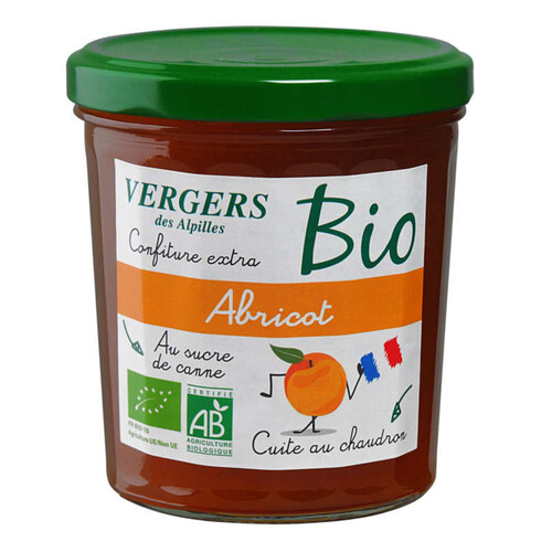 Vergers Des Alpilles Confiture Extra D'Abricot Au Sucre De Canne, Bio 370G