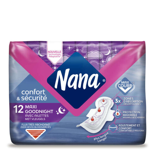 Nana Serviettes Hygiéniques Maxi Goodnight X12