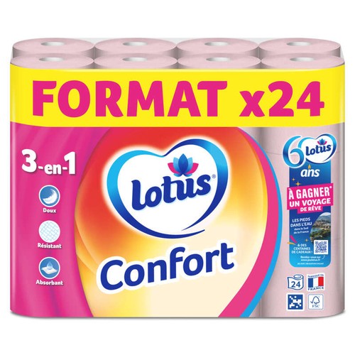 Lotus Papier Toilette Confort Rose x24 rouleaux