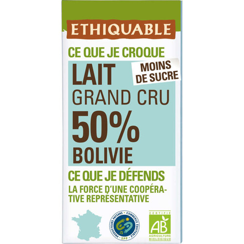 Ethiquable Choco Lait Madagascar Bio 100G