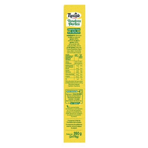 Tipiak Blé Tendres Perles Prêt en 5min Sachets Cuisson x2, 350g