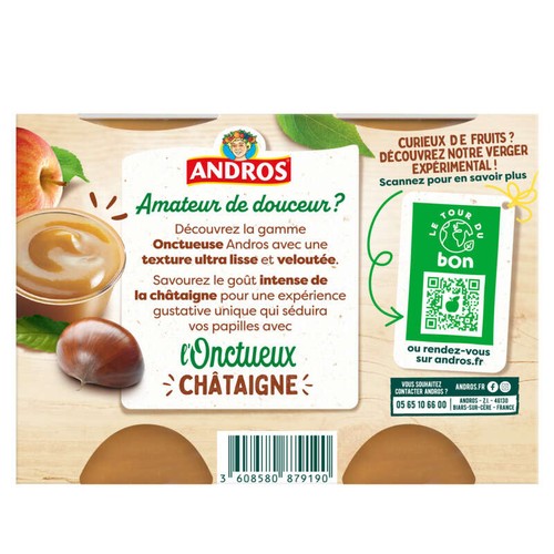 Andros L'onctueux Spécialité de chataîgne et pommes 4x97g
