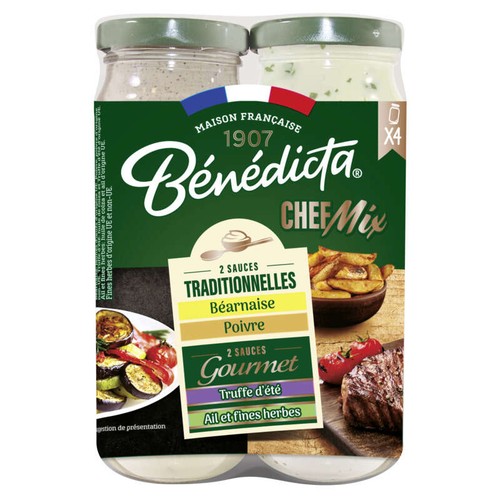 Bénédicta Lot de 4 sauces Béarnaise, poivre, truffes, ail & fines herbes