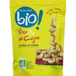 Monoprix Bio Noix de cajou grillées et salées 120g
