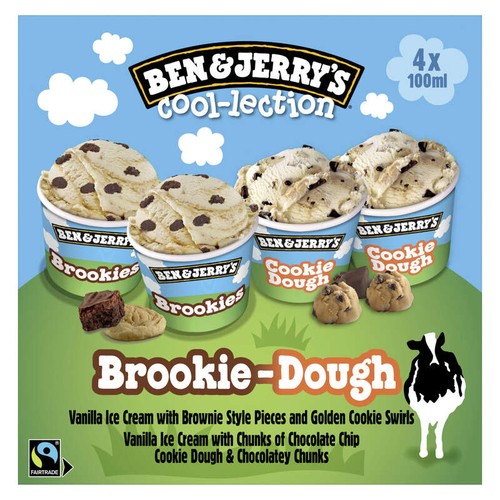 Ben & Jerry's Glace Mini Pots Brookie-Dough Cool-lection x4 300g