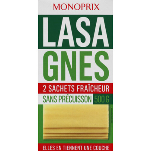 Monoprix Lasagnes Sans Pré-cuisson 500g