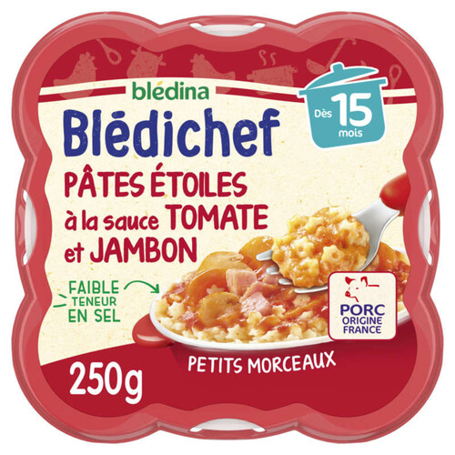 Bledina Bledichef 250G Pâtes Etoiles À La Sauce Tomate Et Jambon Dès 15 Mois