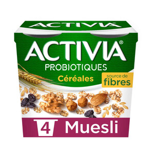 Activia, Yaourt, Fibres, Muesli, Probiotiques, 4 x 125 gr