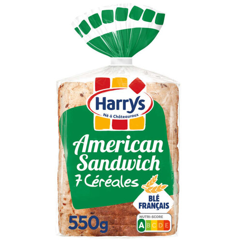Harrys pain de mie american sandwich 7 cereales sans additifs 550g