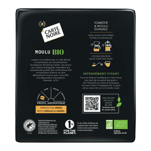 Café moulu Carte Noire Bio - Paquet de 250 g sur
