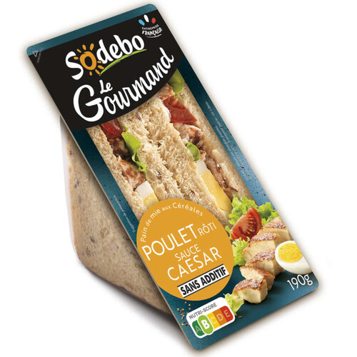 Sodebo Sandwich Gourmand club céréales Poulet caesar 190g