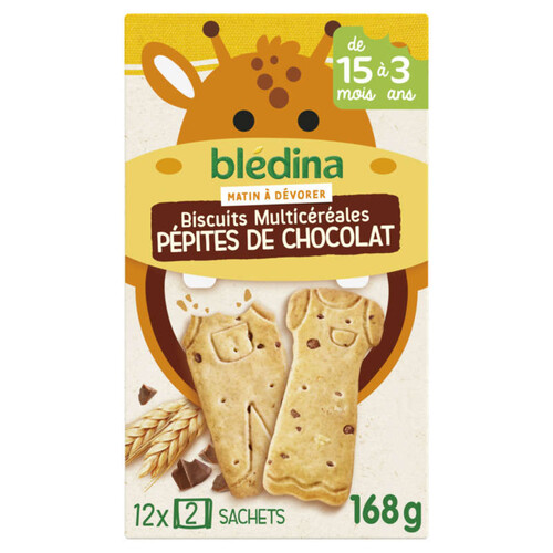 Blédina Biscuit MultiCéréale Pépites de Chocolat 15 Mois 168g