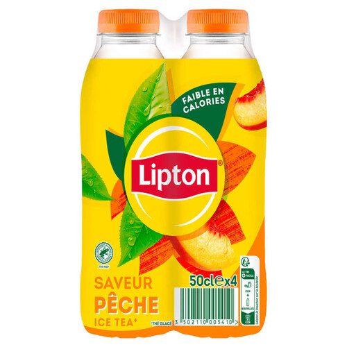 Lipton - Ice Tea - Boisson au thé saveur pêche - Les 4 bouteilles de 50cl