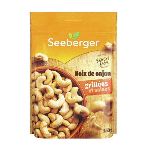 Seeberger Noix de cajou grillées et salées en sachet 150g