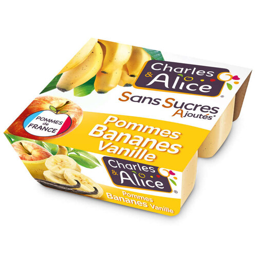 Charles & Alice Desserts fruités pommes bananes et vanille 4x97g