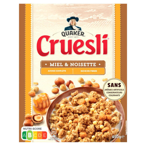 Quaker - Céréales miel & noisette Cruesli - La boite de 450g
