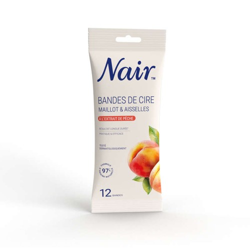 Nair Bandes de Cire Maillot & Aisselles à l’extrait de pèche x12