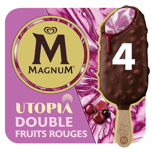 Magnum Glace Bâtonnet Double Fruits Rouges x4 284g