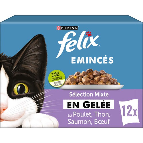 Purina Felix Émincés En Gelée Aux Viandes Et Poissons 12x85g