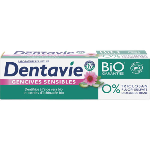 Dentavie Gencives Sensibles, Dentifrice À L'Aloe Vera Bio Et Extraits D'Échinacée Bio 7,5 cl