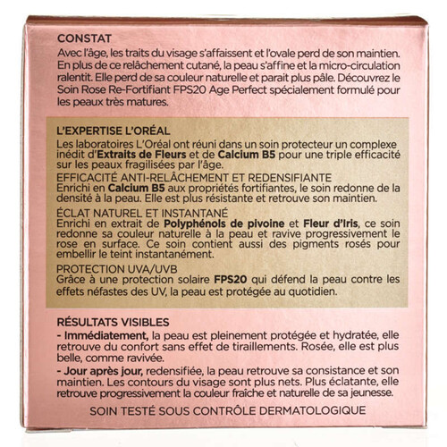 L'Oréal Paris Age Perfect Crème Visage Anti-Age Jour Rose Fortifiant FPS 20 50ml