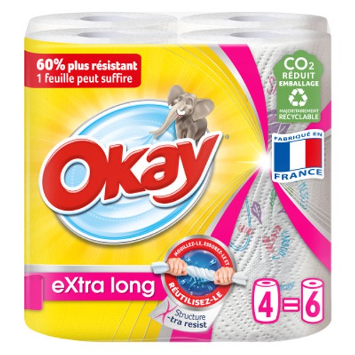 Okay Essuie-Tout Xxl Le Paquet x4 Rouleaux