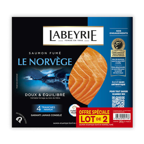 Labeyrie saumon atlantique de Norvège x4 ranches 2x130g