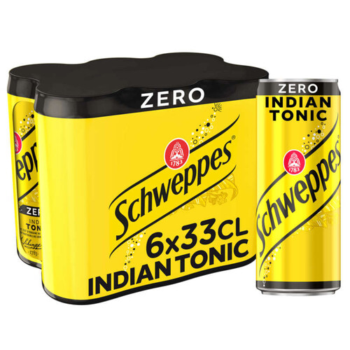 Schweppes Zéro Indian Tonic pack de 6x33 cl canettes