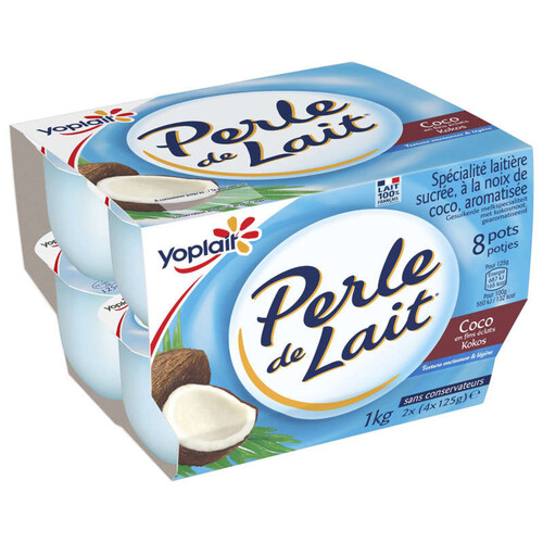 Yoplait perle de lait coco yaourt brasse pots 8x125g