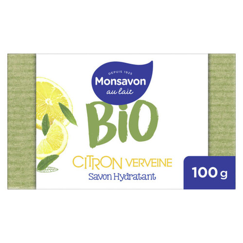 Monsavon Savon Pain de Toilette Hydratant Bio Citron Verveine 100g