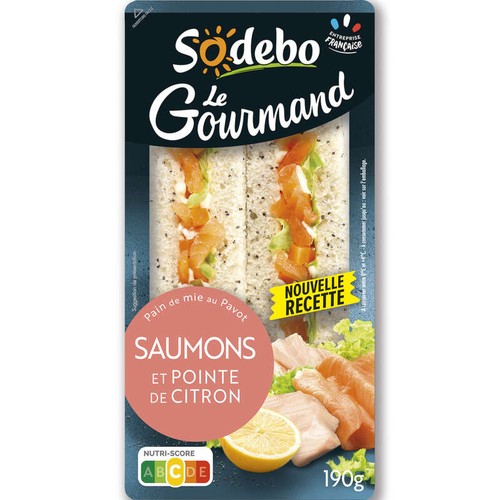 Sodebo Sandwich Gourmand club pavot saumon citron 190g