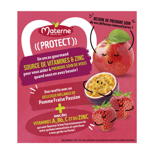 Materne Compotes Protect Pomme Fraise Passion 4x90g