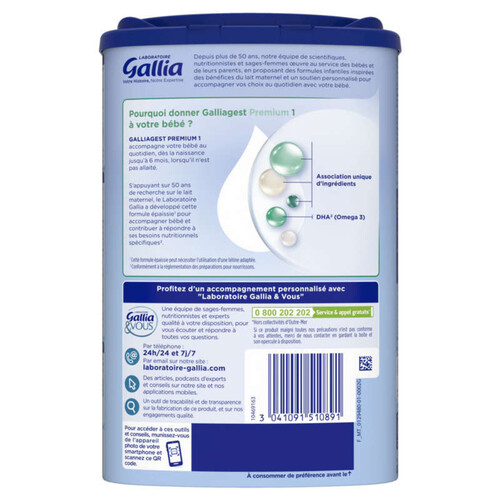 Galliagest lait premium 1 de 0-6 mois 820 g